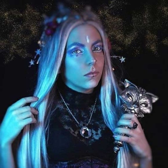 Alchemy Gothic Egyptian Style Cat Hand Mirror Antiqued Silver Resin - Picture 2 of 9